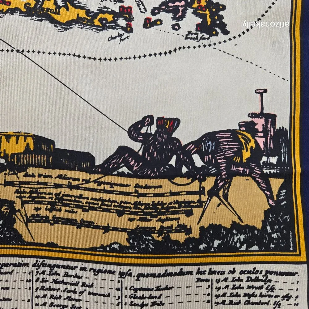 Trimingham Bermuda 1842-2005 Vintage Silk Scarf Hand-Rolled Flawless Map History